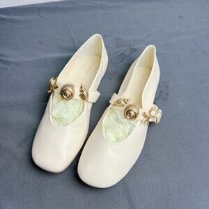 Reformation Bethany Embellished Leather Ballet Flats 9